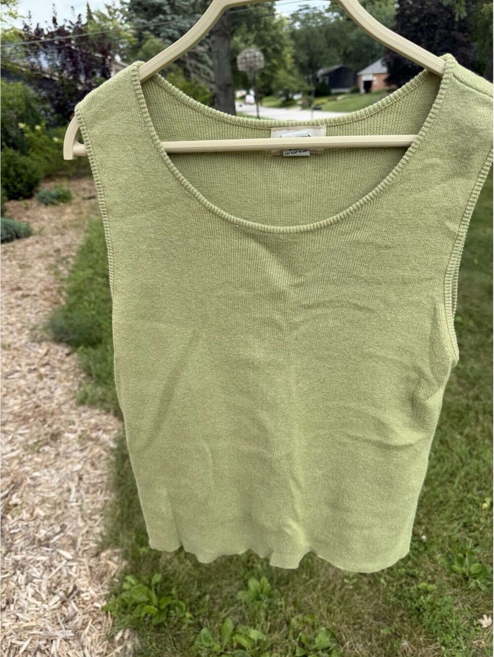 Women’s Vintage County Seat Knit Tank Avocado Green Color Ramie/ Cotton Size L